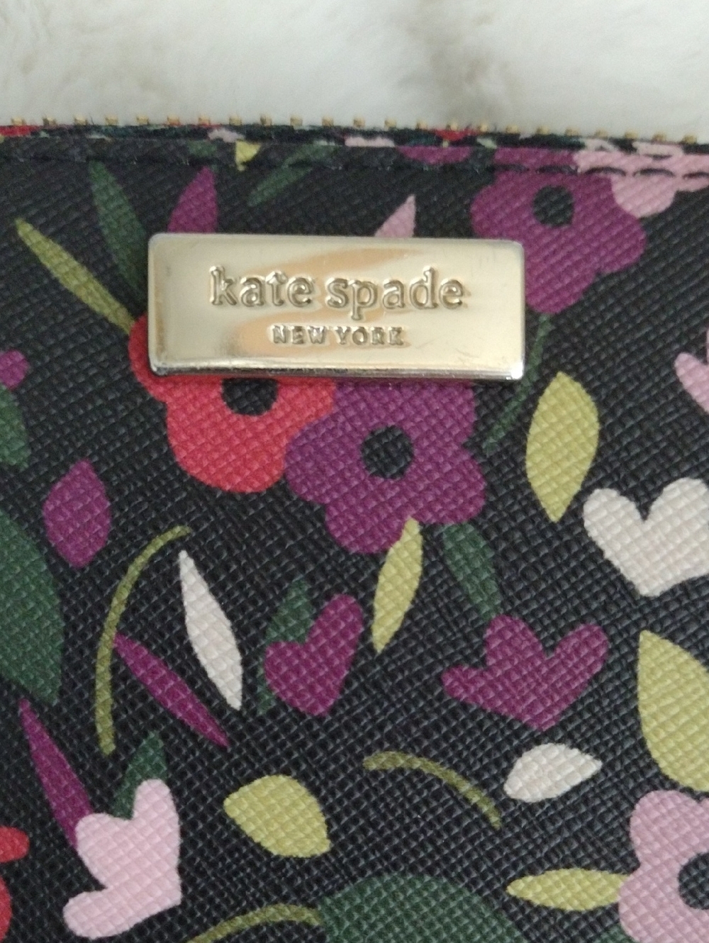 Kate Spade Floral Zip Wallet in Black with Pink & Red Accents - Picture 3 of 6